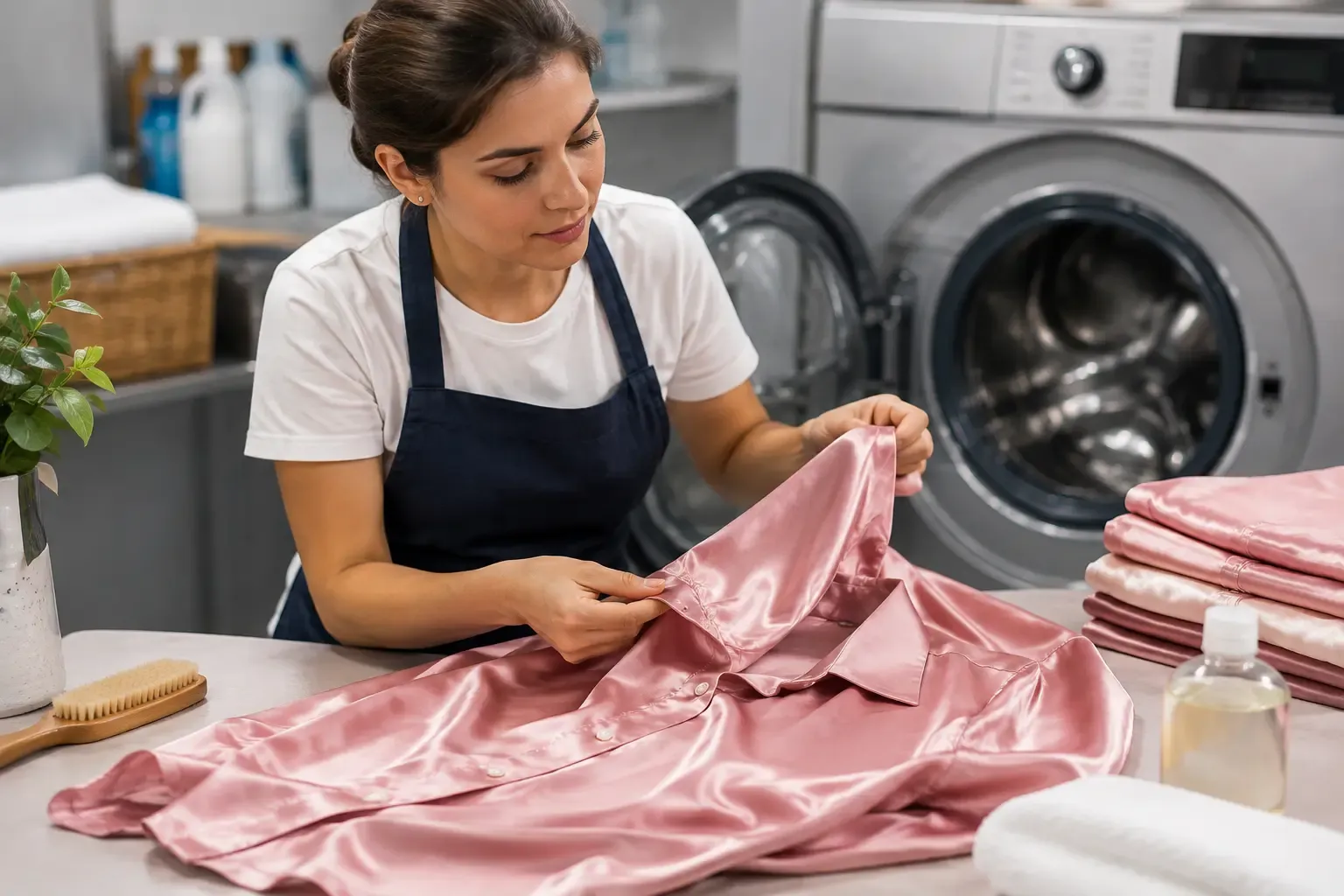 Coloured silk garment requiring careful professional garment care